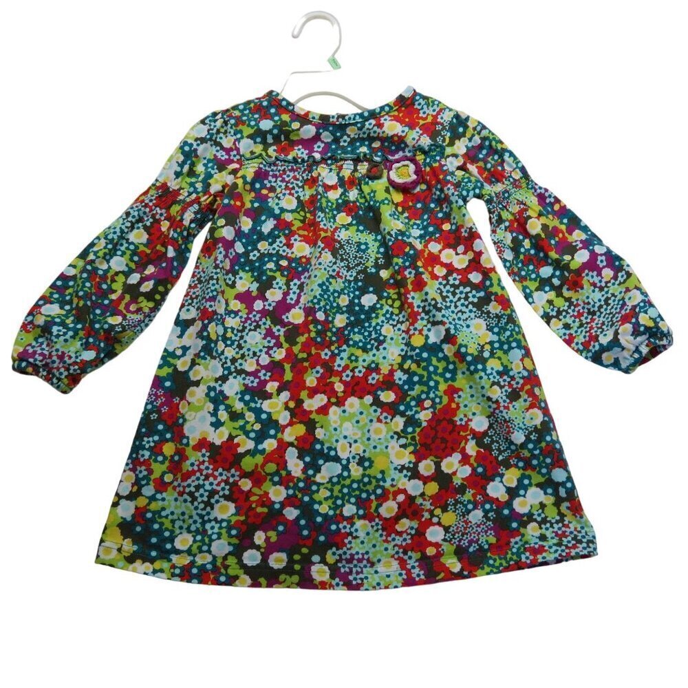 HANNA ANDERSSON Long Sleeve Dress Colorful Floral with Crochet Detail 100/US 4